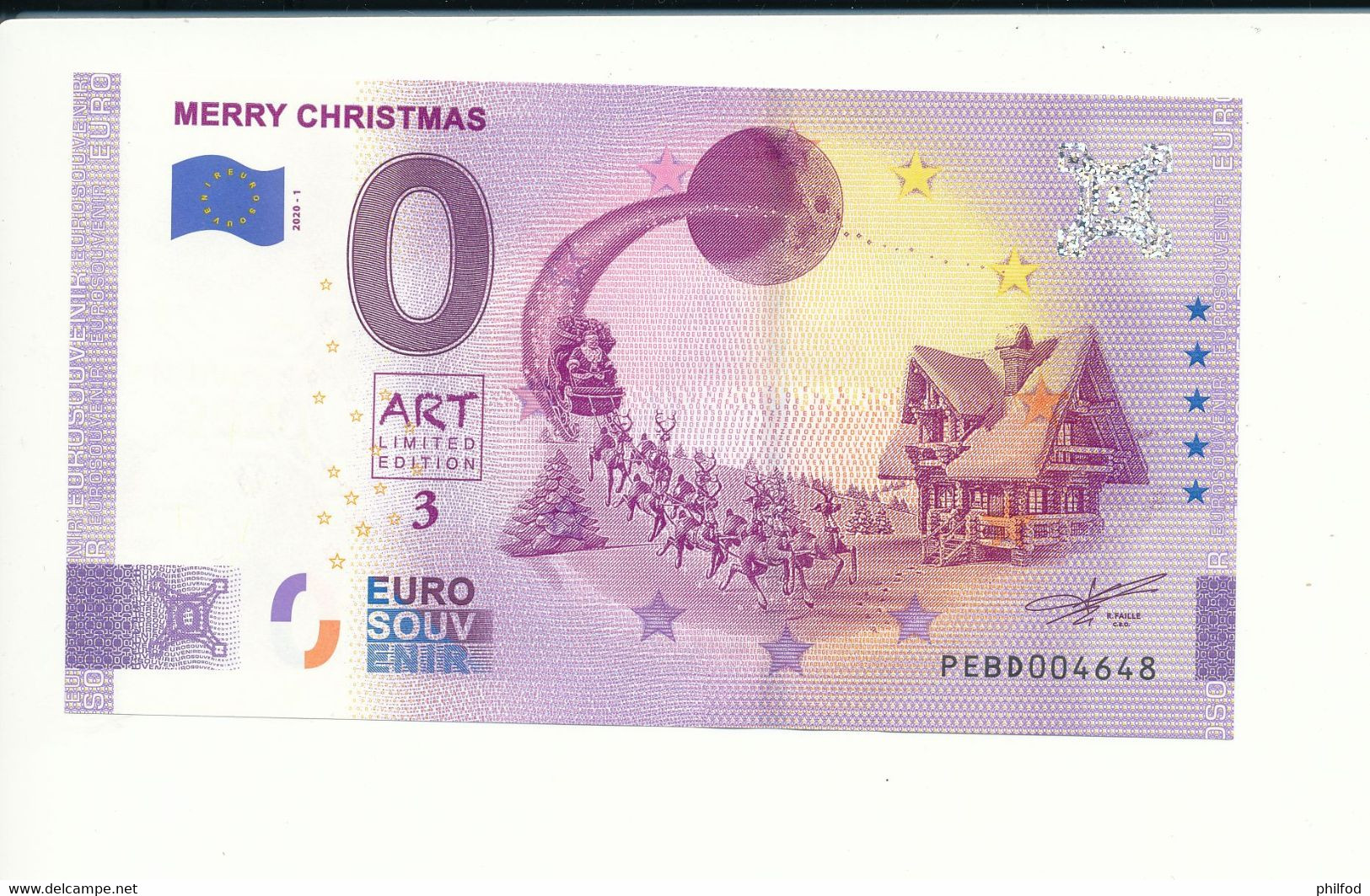 Billet Touristique 0 Euro - MERRY CHRISTMAS - PEBD- 2020-1 - ANNIV N° 4648 - Autres & Non Classés