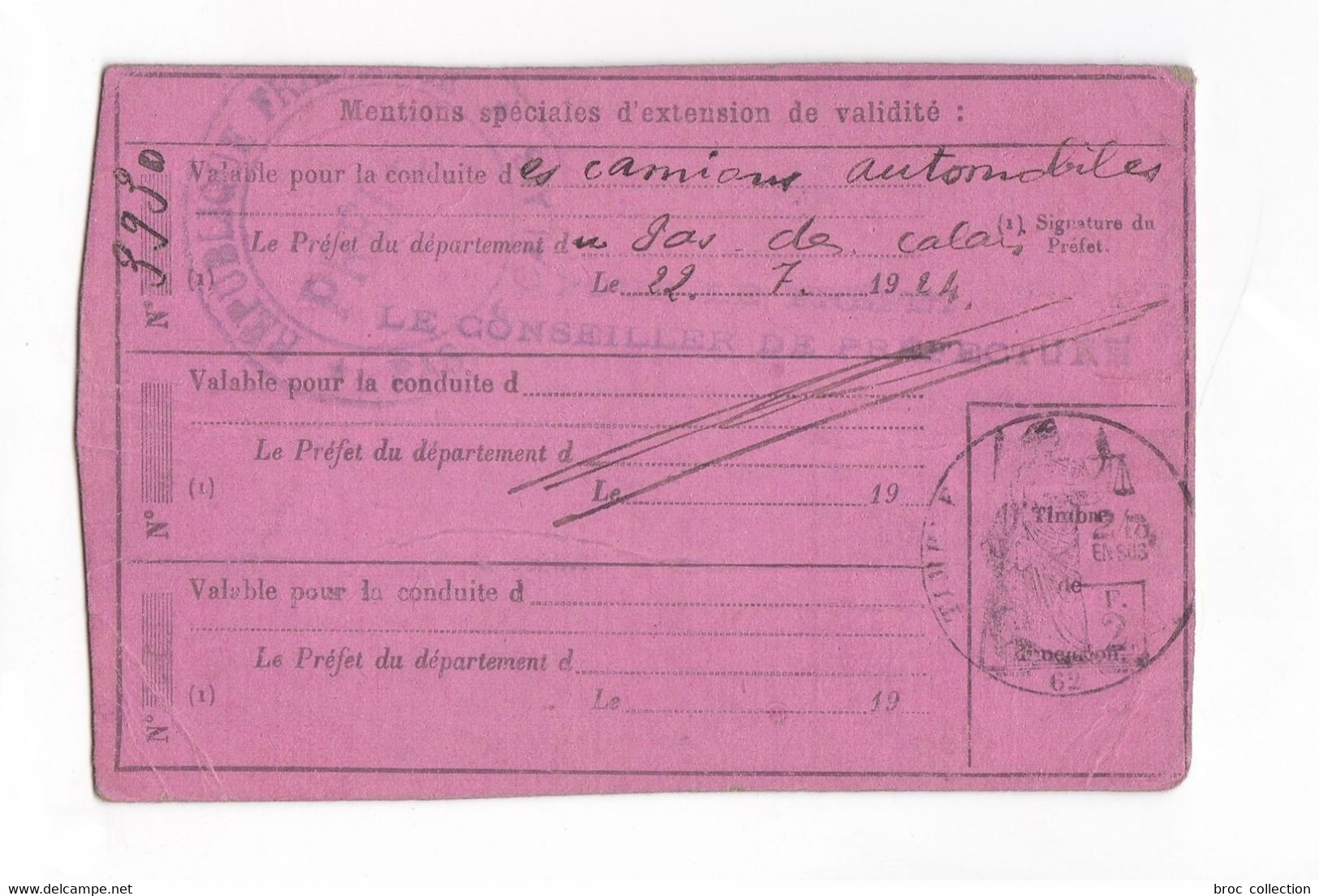 Berck-sur-Mer, Permis De Conduire De Lucien Bouillez (Etienne Bouilliez?), Né à Saint-Pol-en-Ternoise 31/05/1889, 1924 - Genealogy
