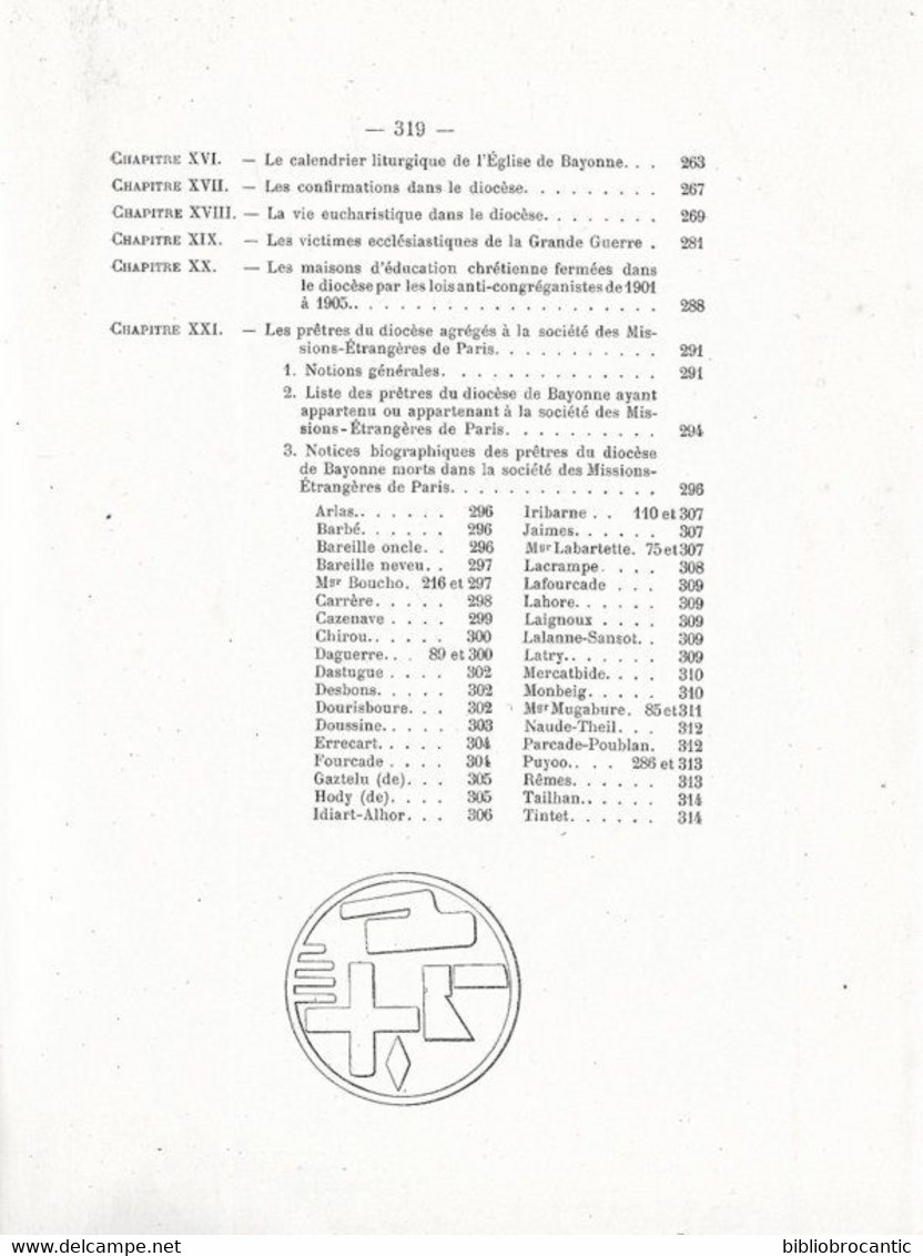 * L'EGLISE DE BAYONNE *Par le Chanoine J.-B. DARANATZ + Dessin de CORREGE/ E.O. 1924