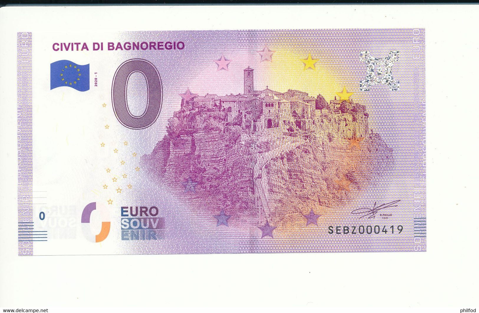 Billet Touristique 0 Euro -  CIVITA DI BAGNOREGIO - SEBZ- 2020-1 - N° 419 - Autres & Non Classés