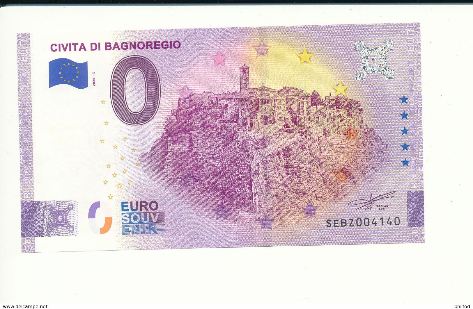 Billet Touristique 0 Euro -  CIVITA DI BAGNOREGIO - SEBZ- 2020-1 - ANNIV - N° 4140 - Autres & Non Classés