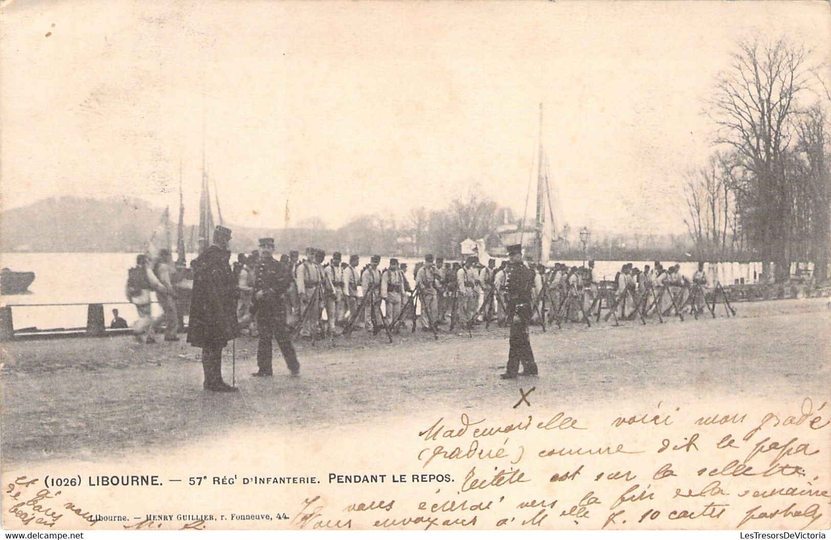 MILITARIA - LIBOURNE - 57è Rgt D'infanterie - Pendant Le Repos - Carte Postale Ancienne - Regimenten