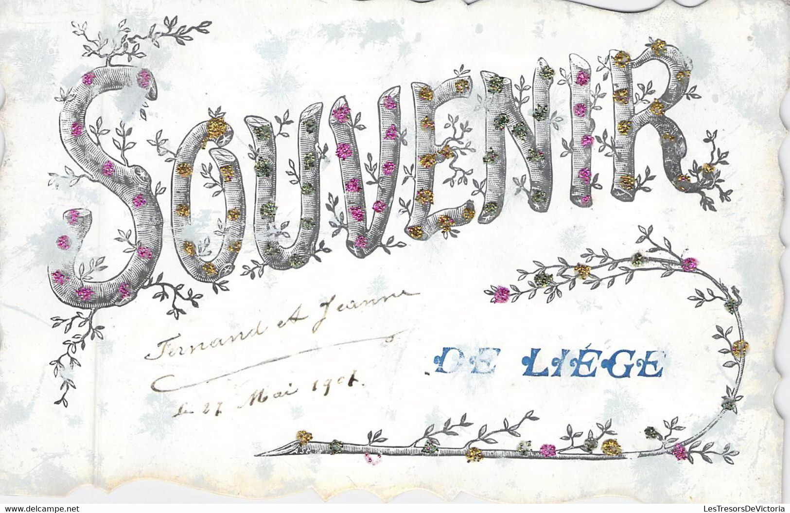 Thèmes - Souvenir De - Liège - Carte Couleurs - Carte D'entelée - Carte Postale Ancienne - Greetings From...