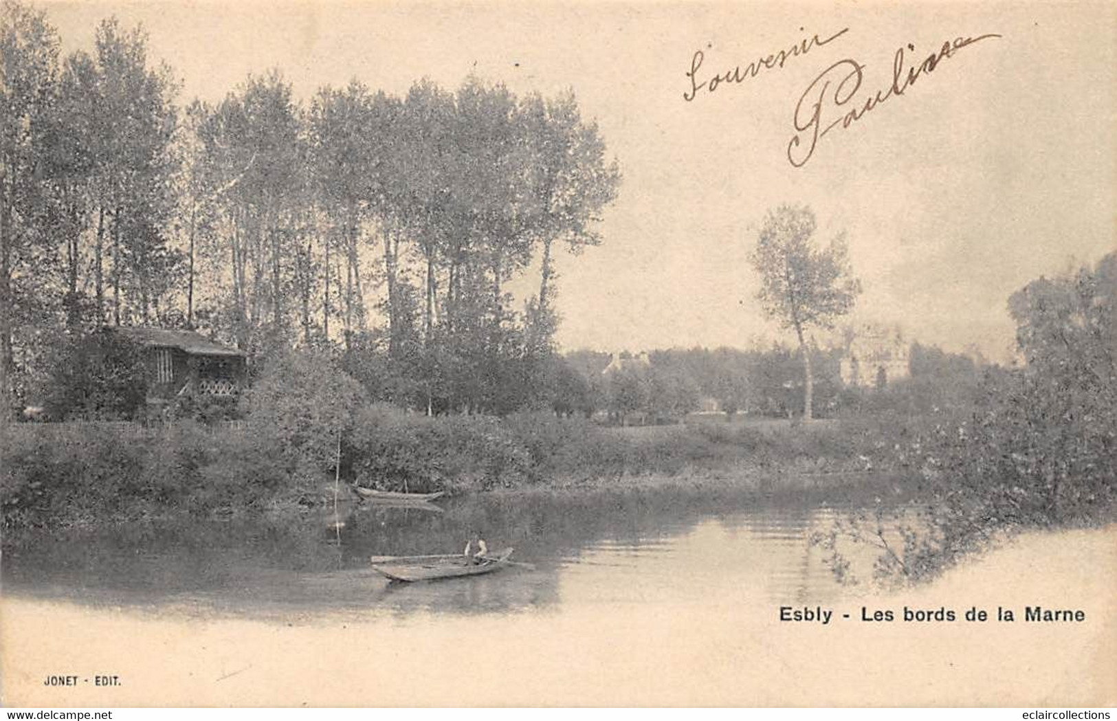 Esbly         77         Bord De Marne .  Château  En Arrière Plan         (voir Scan) - Esbly