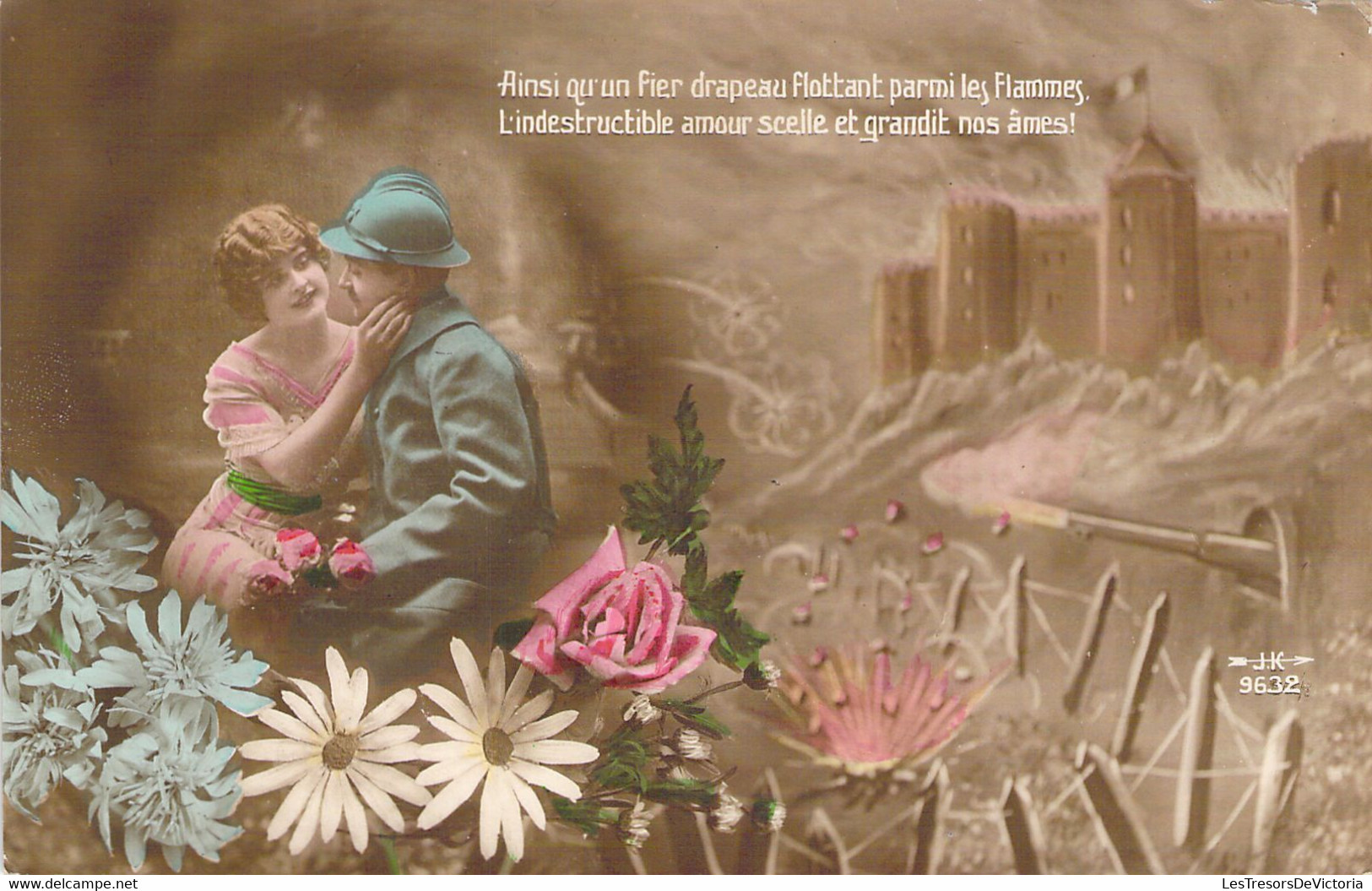 MILITARIA - Patriotique - Femme Avec Son Poilu - Carte Postale Ancienne - Patriotiques