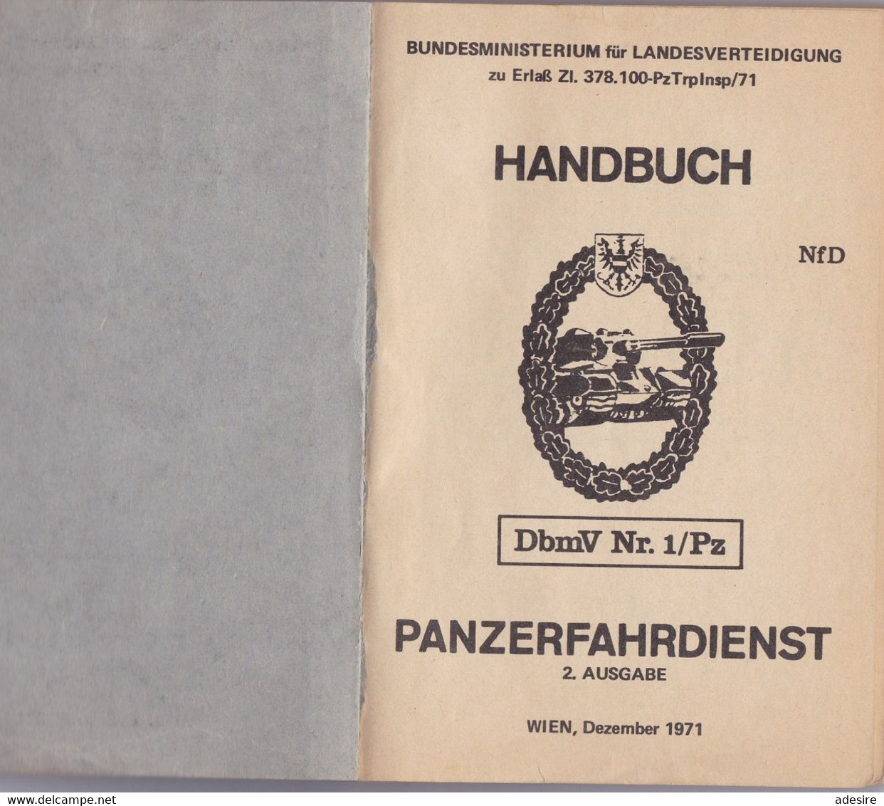 HANDBUCH PANZERFAHRDIENST (Landesverteidigung) 2.Ausgabe 1971, 152 Seiten, Deutsch .... - Duits