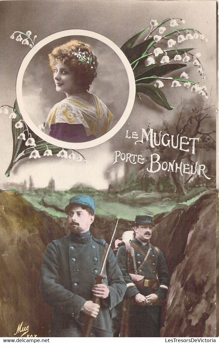 MILITARIA - Patriotique - Le Muguet Porte Bonheur - Tranchée - Carte Postale Ancienne - Patriottisch