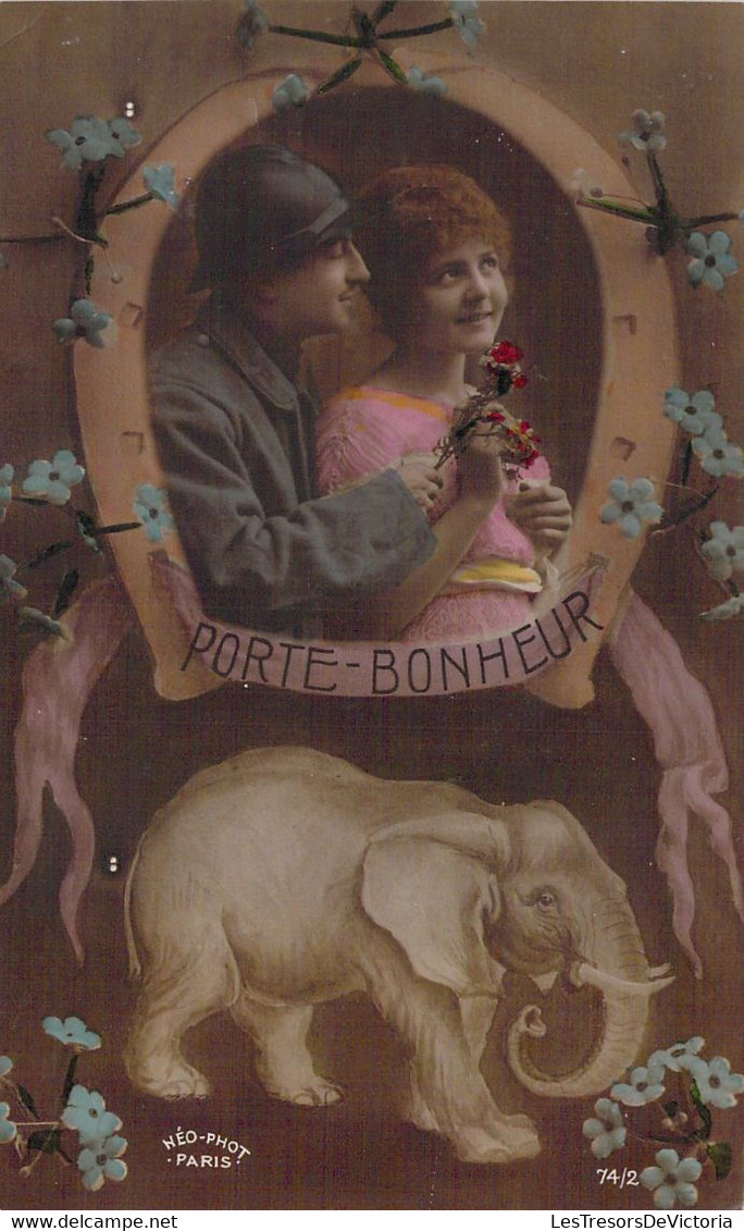 MILITARIA - Patriotique - Porte Bonheur - éléphant - Carte Postale Ancienne - Patriotic