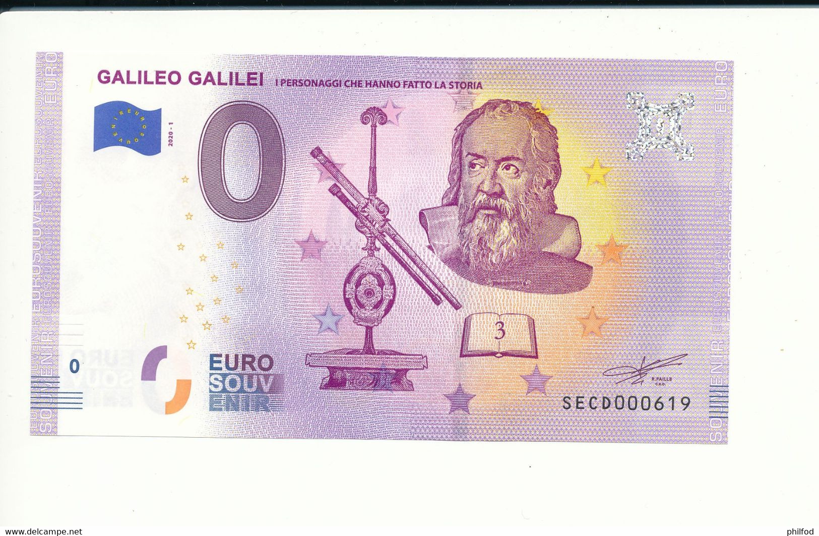 Billet Touristique 0 Euro - GALILEO GALILEI - SECD- 2020-1 - N° 619 - Autres & Non Classés