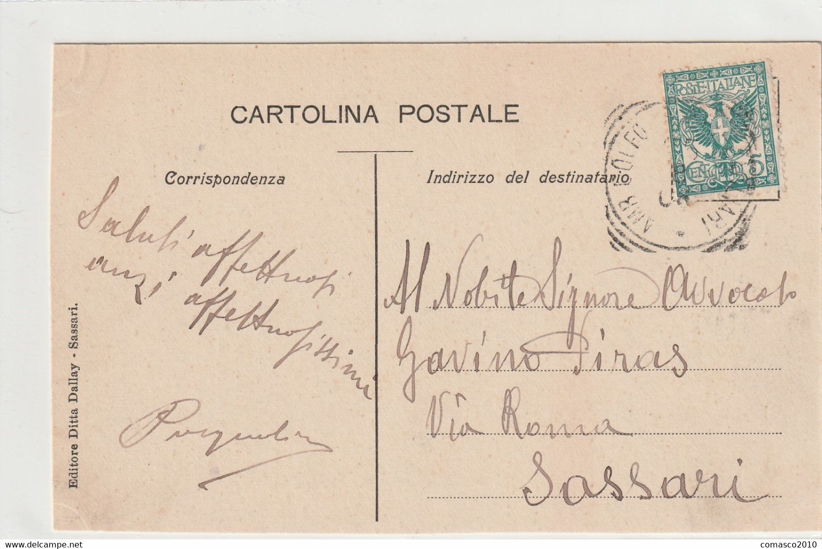 CARTOLINA DI GOLFO ARANCI STAZIONE ALBERGO STAZIONE VIAGGIATA NEL 1910 - Olbia