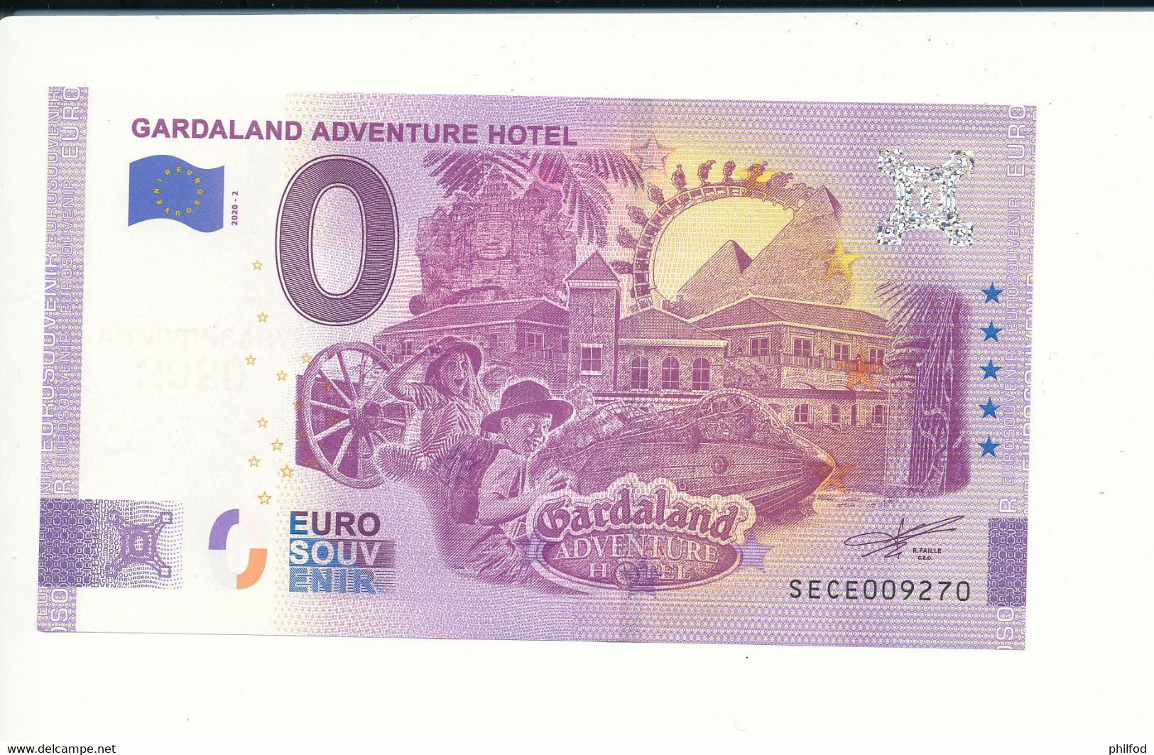 Billet Touristique 0 Euro - GARDALAND ADVENTURE HOTEL - SECE- 2020-2 - ANNIV - N° 9270 - Autres & Non Classés