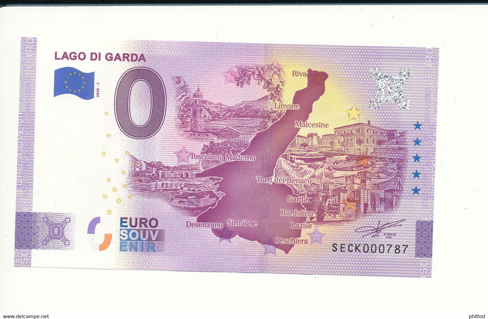 Billet Touristique 0 Euro - LAGO DI GARDA - SECK- 2020-1 - N° 787 - Autres & Non Classés