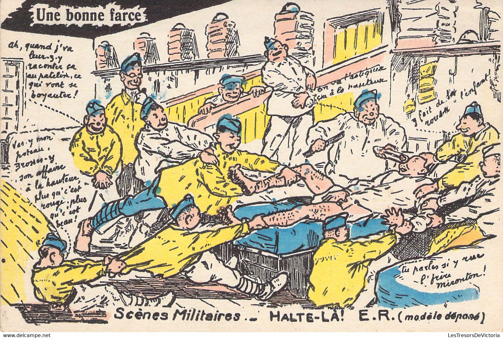 MILITARIA - HUMOUR - Une Bonne Farce - Scènes Militaires Halte Là - ER - Carte Postale Ancienne - Umoristiche