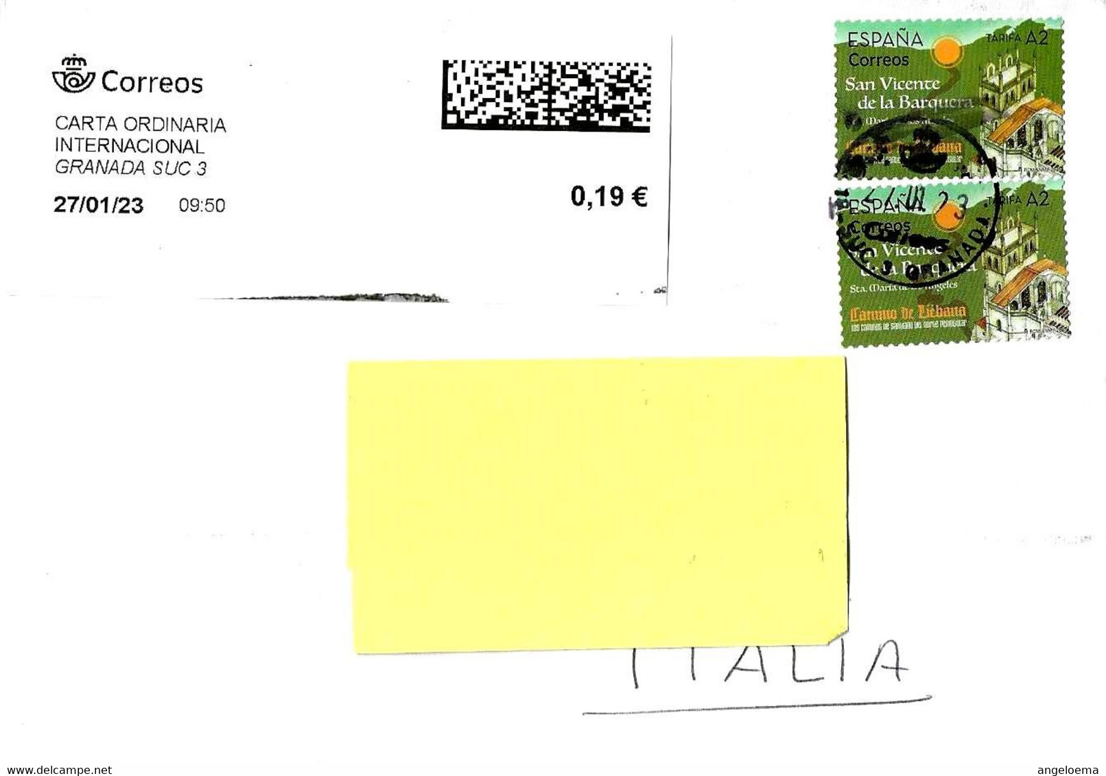 SPAGNA ESPANA - 2023 GRANADA - Lettera Viaggiata Per Italia Con 2 Francobolli (San Vicente De La Barquera) - 10363 - Storia Postale