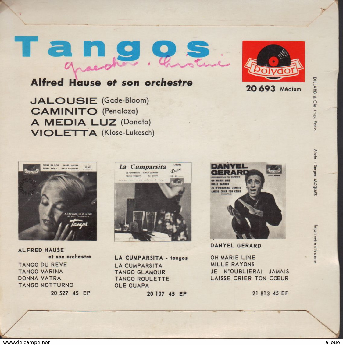 ALFRED HAUSE ET SON ORCHESTRE  FR EP - JALOUSIE + 3 - TANGOS - Musicals