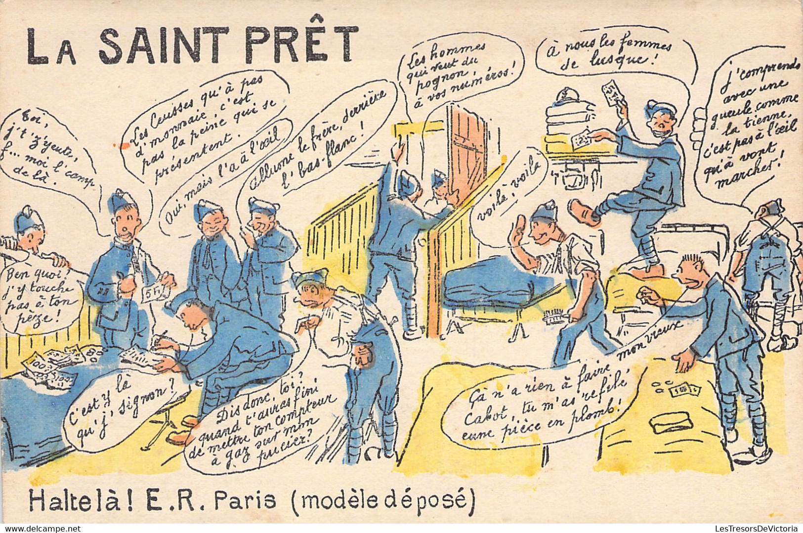 MILITARIA - HUMOUR Halte Là - ER Paris - La Saint Prêt - Carte Postale Ancienne - Humoristiques