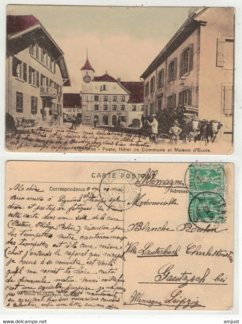 Suisse // Schweiz // Switzerland // Neuchâtel // Lignières, Poste, Hôtel De Commune Et Maison D'école - Lignières