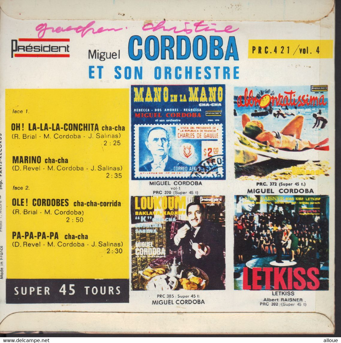 MIGUEL CORDOBA ET SON ORCHESTRE FR EP - OH ! LA-LA-CONCHITA  + 3 - CHA-CHA - Autres - Musique Espagnole
