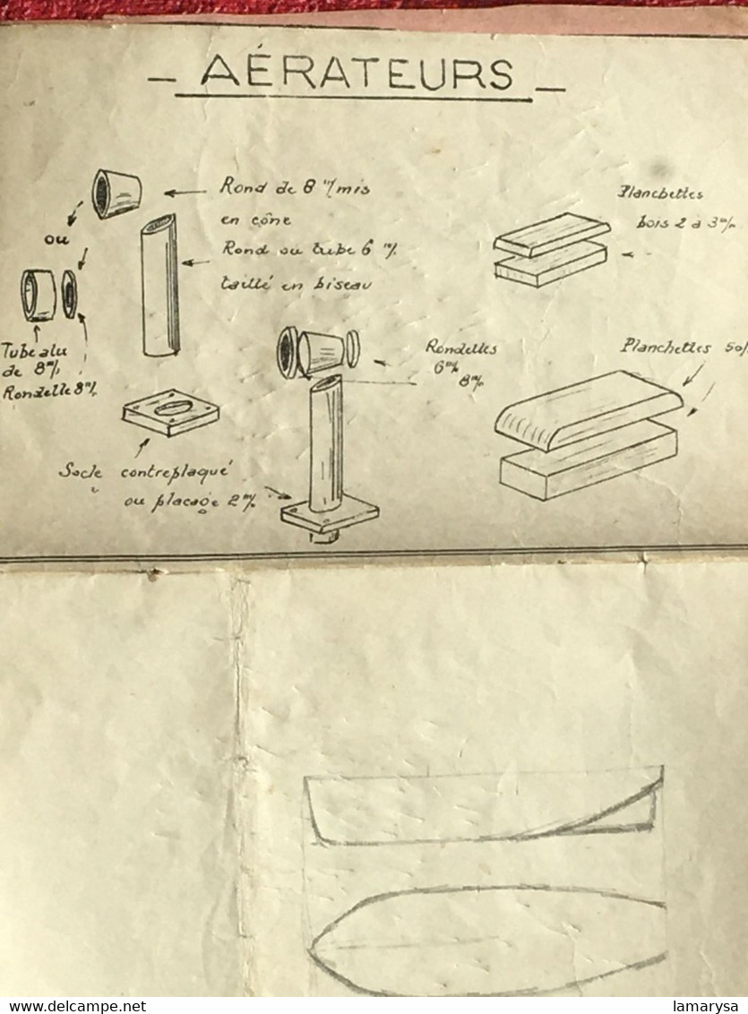 Accastillage-Cheminée-Ancres-Vergues-P. Cale-Embarcations-Projecteur-Livret Marin Ecole Marine Française-Le Perreux-1944 - Schiffe