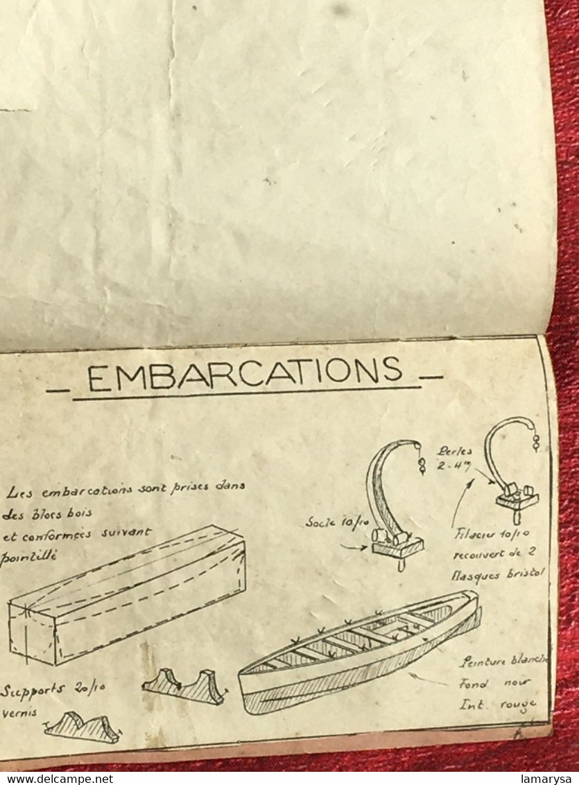 Accastillage-Cheminée-Ancres-Vergues-P. Cale-Embarcations-Projecteur-Livret Marin Ecole Marine française-Le Perreux-1944