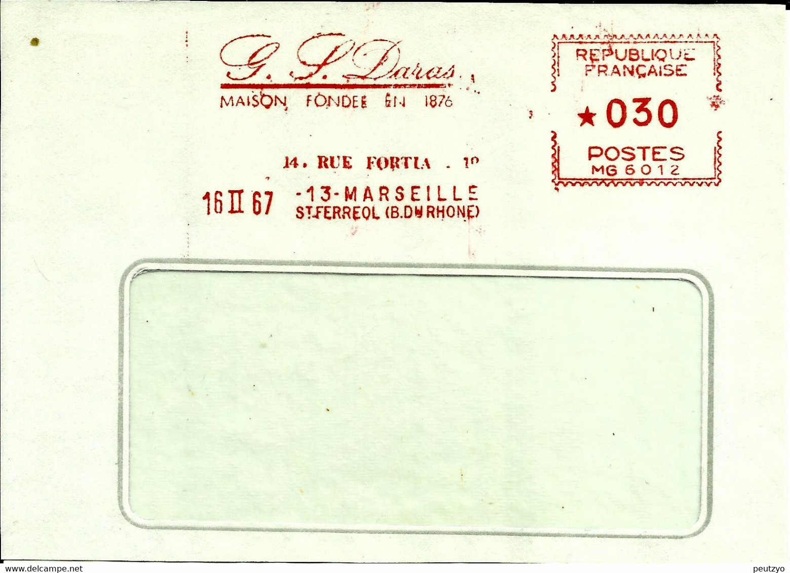 Lettre  EMA Havas Mg 1967 Maison Daras  Metiers Commerce 13 Marseille  B/1158 - Autres & Non Classés