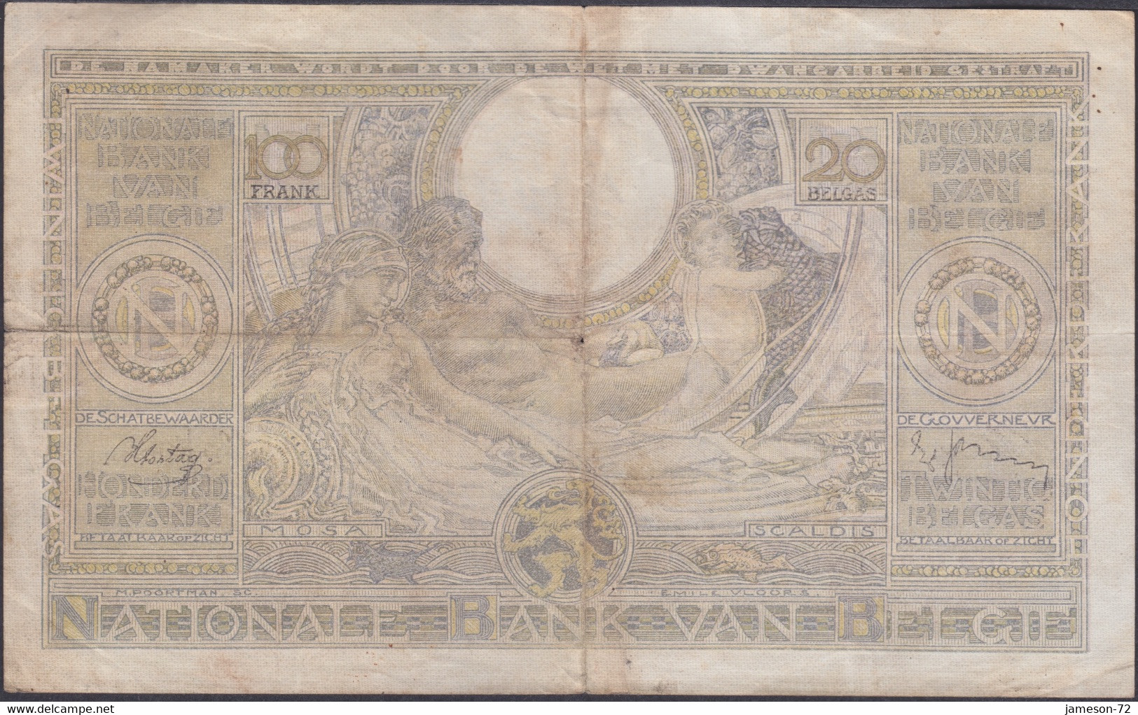 BELGIUM - 100 Francs / 20 Belgas 1938 P# 107 Europe Banknote - Edelweiss Coins - 100 Francos & 100 Francos-20 Belgas