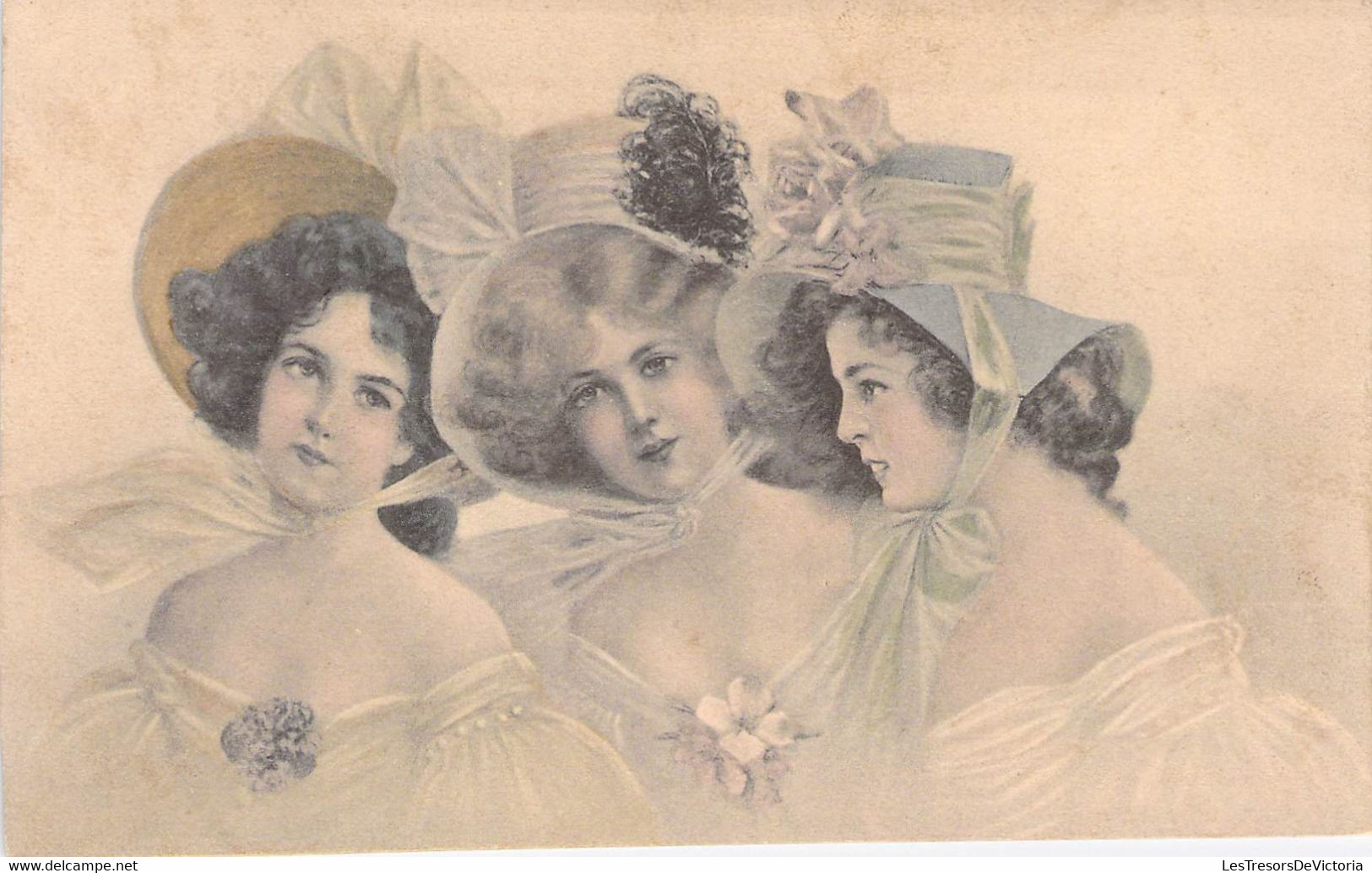 Fanataisies - Femme - Trois Femmes Au Chapeau - Edit. B.K.W. - Carte Postale Ancienne - Femmes