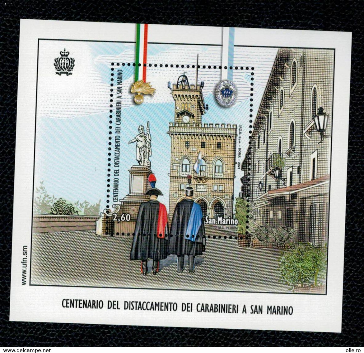 San Marino 2021 Emissione Congiunta San Marino-Italia - 100° Del Distaccamento Dei Carabinieri  1v Complete Set ** MNH - Nuovi