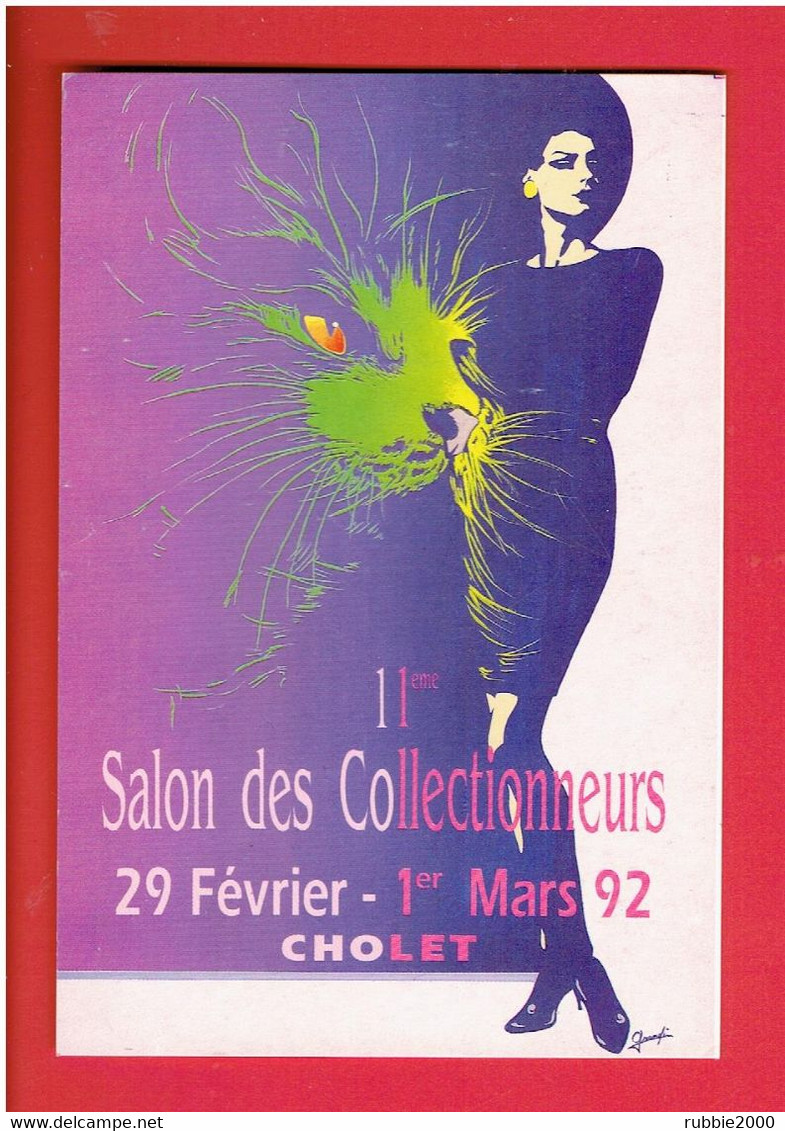 CHOLET 1992 SALON DES COLLECTIONNEURS ILLUSTRATEUR L. GRANDIN FEMME CHAT - Bourses & Salons De Collections