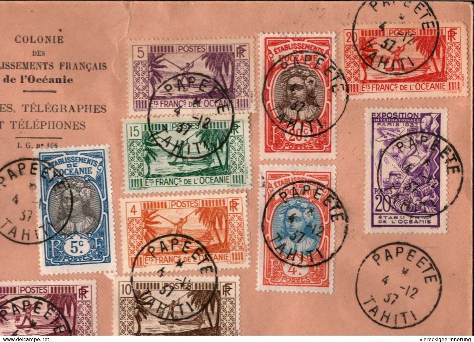 ! 1937, 1 Brief Aus Papeete , Tahiti, Colonie Etablissements Francais De L' Oceanie, Ozeanien - Tahiti