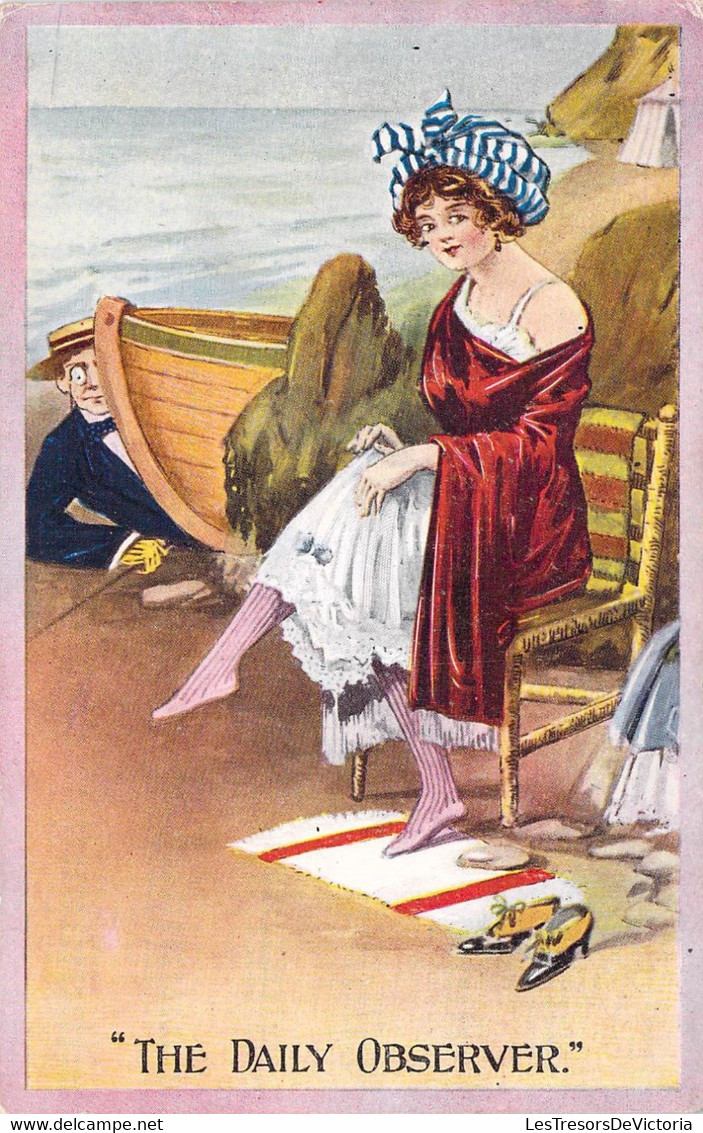 Fantaisies - The Daily Obsever - Colorisé - Femme à La Plage - Edit. Bamforth Et Co - Summer - Carte Postale Ancienne - Vrouwen