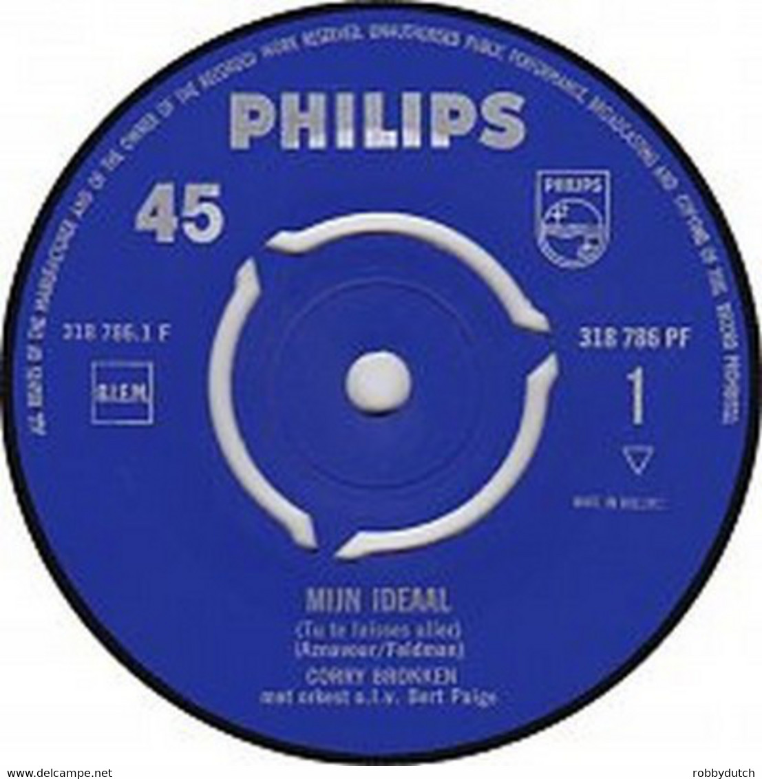 * 7" *  CORRY BROKKEN - MIJN IDEAAL (Holland 1962 EX-) - Otros - Canción Neerlandesa