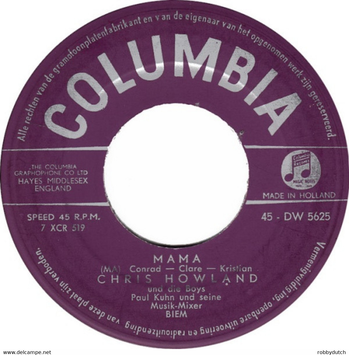 * 7" *  Chris Howland - Mama - Blues