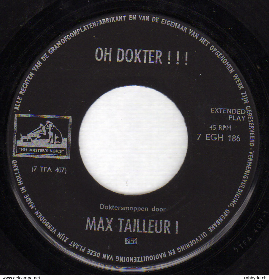 * 7" EP *  MAX TAILLEUR - OH DOKTER!!! (Holland 1959) - Humour, Cabaret