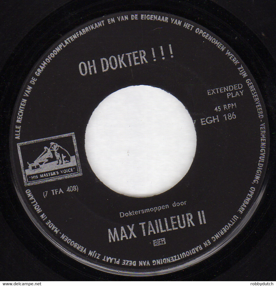 * 7" EP *  MAX TAILLEUR - OH DOKTER!!! (Holland 1959) - Humour, Cabaret