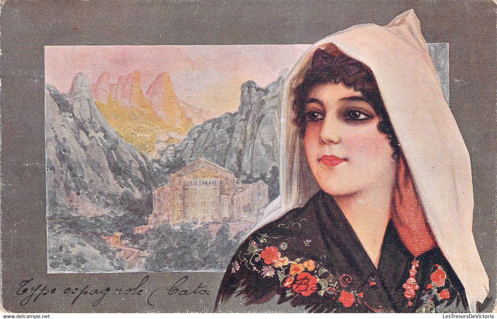 Fantaisies - Type Espagnol Catalans - EDit. N. Coll Salieti - Femme Couverte - Colorisé - Carte Postale Ancienne - Frauen