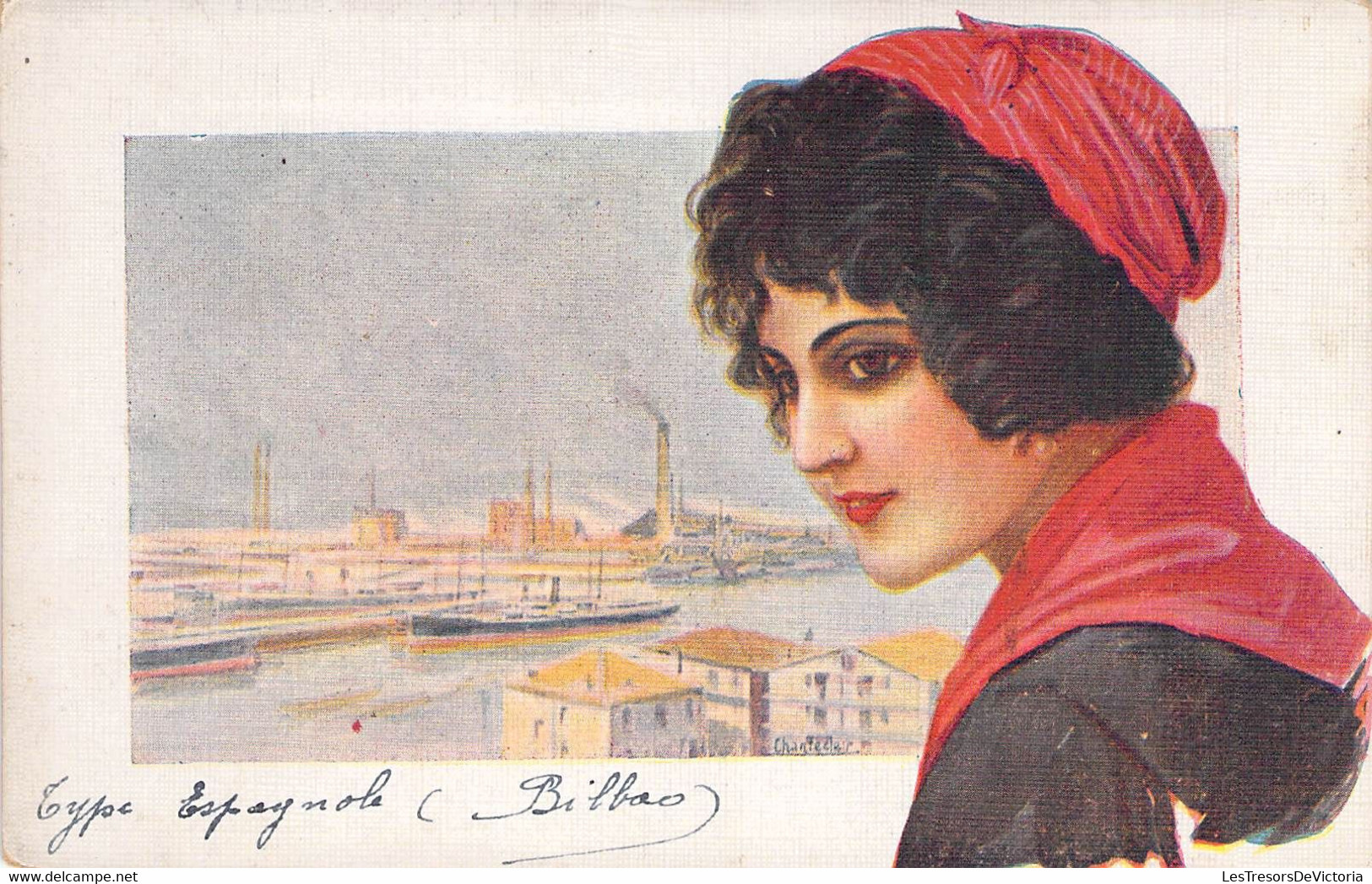 Fantaisies - Type Espagnol Bilbao - Femme Foulard Rouge - Colorisé - EDit. N. Coll. Salieti - Carte Postale Ancienne - Women