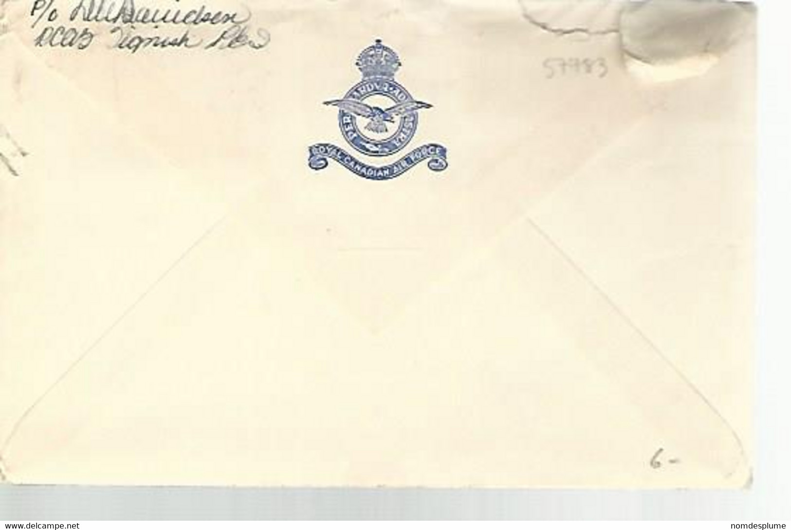 57783) Canada Tignish 1944 Postmark Cancel Duplex  R.C.A.F. Military Mail Air Mail - Poste Aérienne