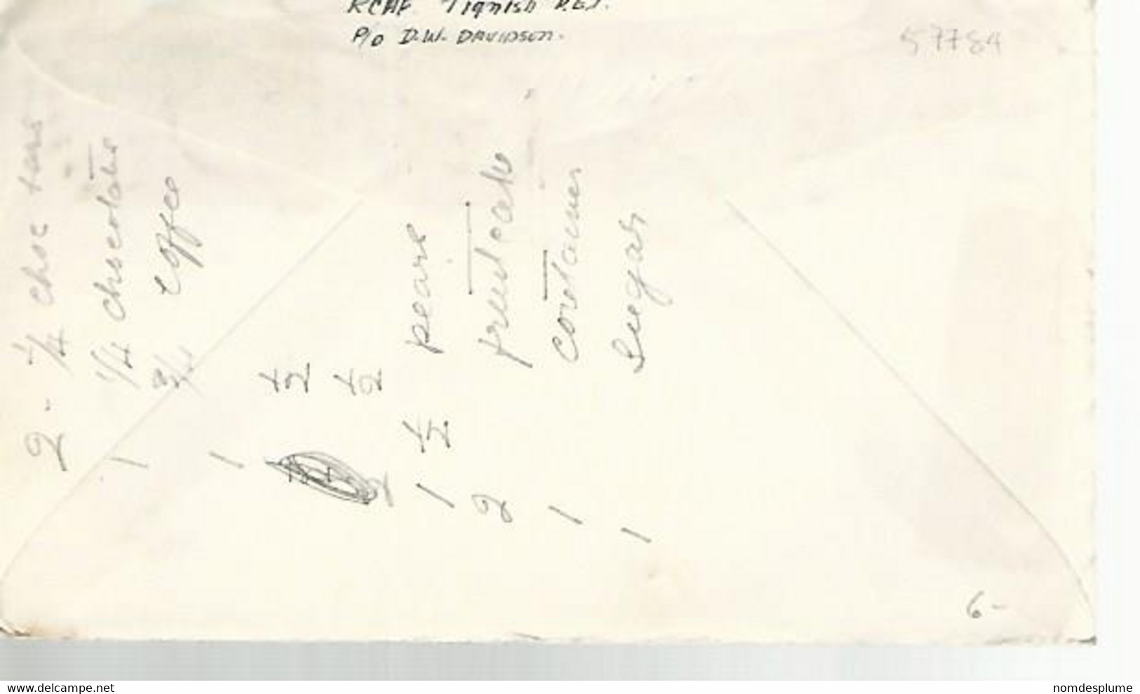 57784) Canada Tignish 1944 Postmark Cancel Duplex  R.C.A.F. Military Mail Air Mail War Services - Luchtpost