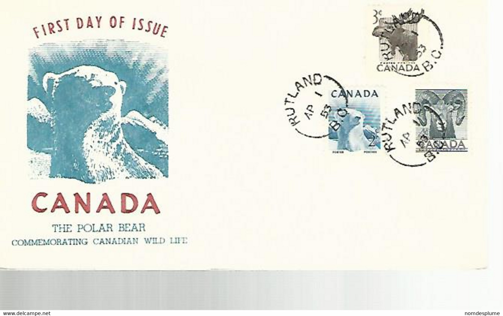 57795) Canada FDC Rutland 1953 Postmark Cancel Closed Post Office - 1952-1960