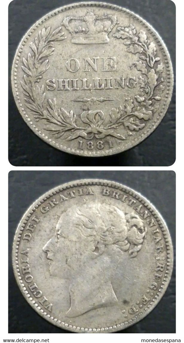 1 Shilling 1881 Great Britain Reino  Unido Silver - I. 1 Shilling