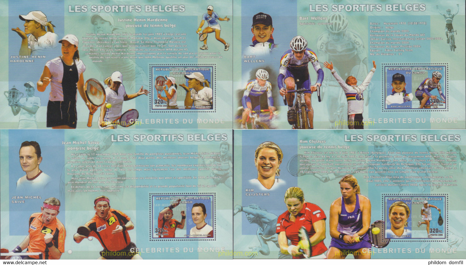 580713 MNH CONGO. República Democrática 2006 GRANDEA CAMPEONES BELGAS DEL DEPORTE - Oblitérés