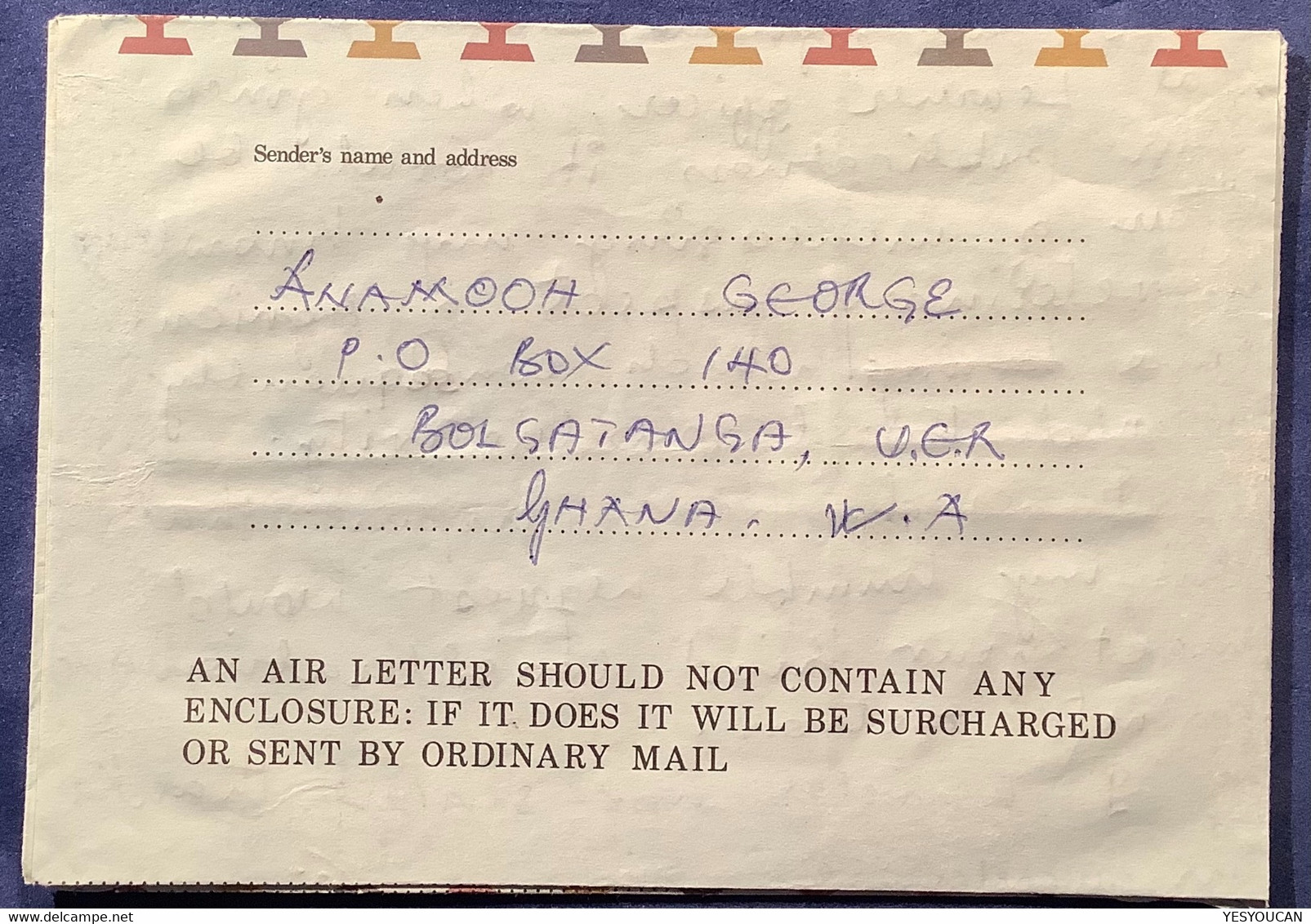 Ghana 1986 Postal Stationery Aerogram C2 Airplane + POSTAGE PAID 18.00  (Gold Coast Aerogramme Air Letter - Ghana (1957-...)