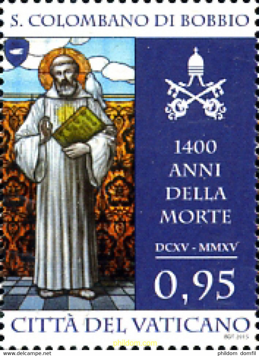 352200 MNH VATICANO 2015 SAN COLOMBANO - Gebruikt