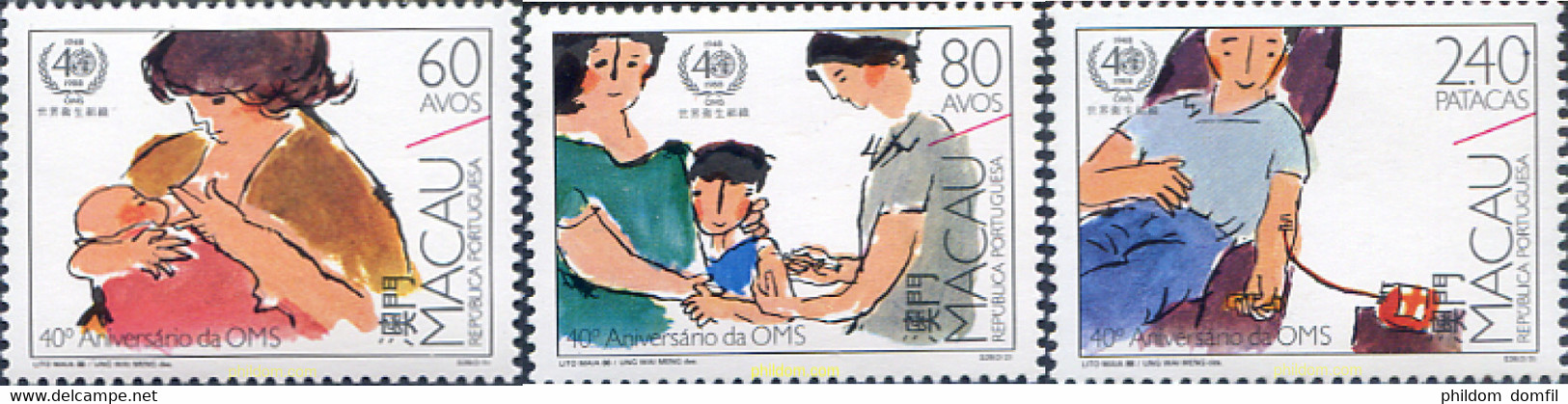 339706 MNH MACAO 1988 40 ANIVERSARIO OMS - OMS