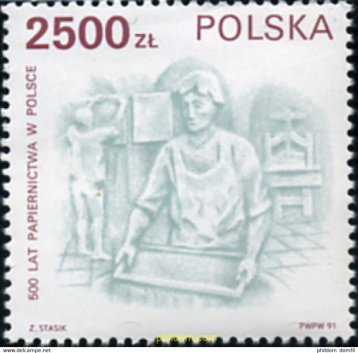 168796 MNH POLONIA 1991 500 ANIVERSARIO DE LA INDUSTRIA PAPELERA POLACA - Non Classés