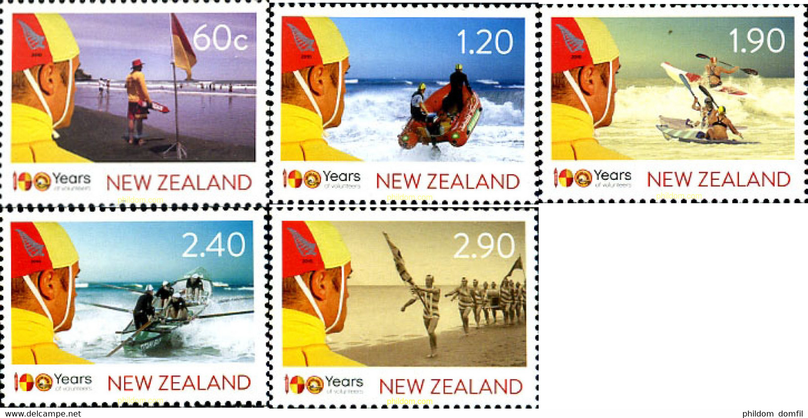 255717 MNH NUEVA ZELANDA 2010 100 ANIVERSARIO DEL SERVICIO DE SALVAMENTO - Abarten Und Kuriositäten