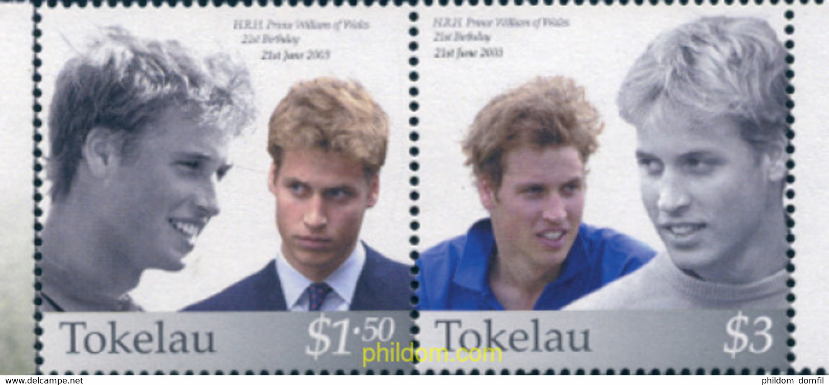 132440 MNH TOKELAU 2003 21 ANIVERSARIO DEL NACIMIENTO DEL PRINCIPE GUILLERMO - Tokelau