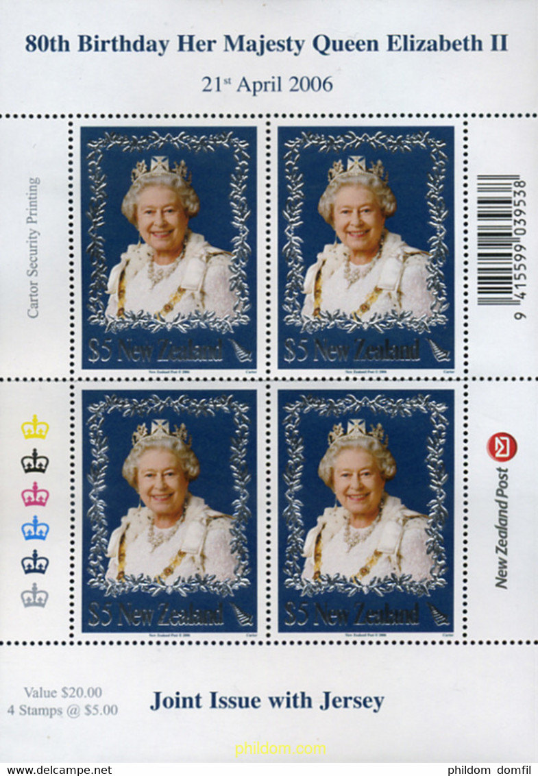 349092 MNH NUEVA ZELANDA 2006 80 ANIVERSARIO DE ISABEL II - Variétés Et Curiosités