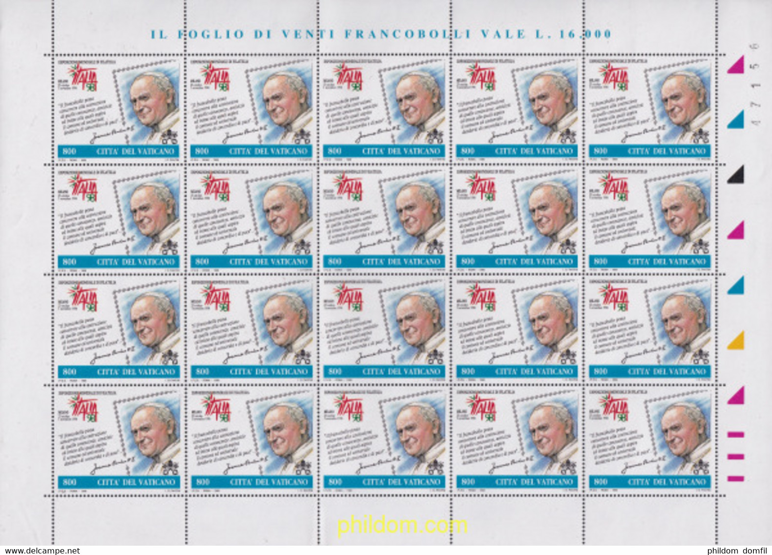 690228 MNH VATICANO 1998 ITALIA 98. EXPOSICION FILATELICA INTERNACIONAL - Used Stamps
